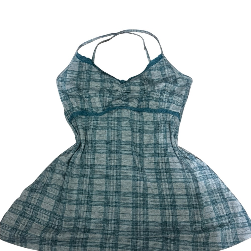 Papaya Blue and Gray Chemise with Spaghetti Straps